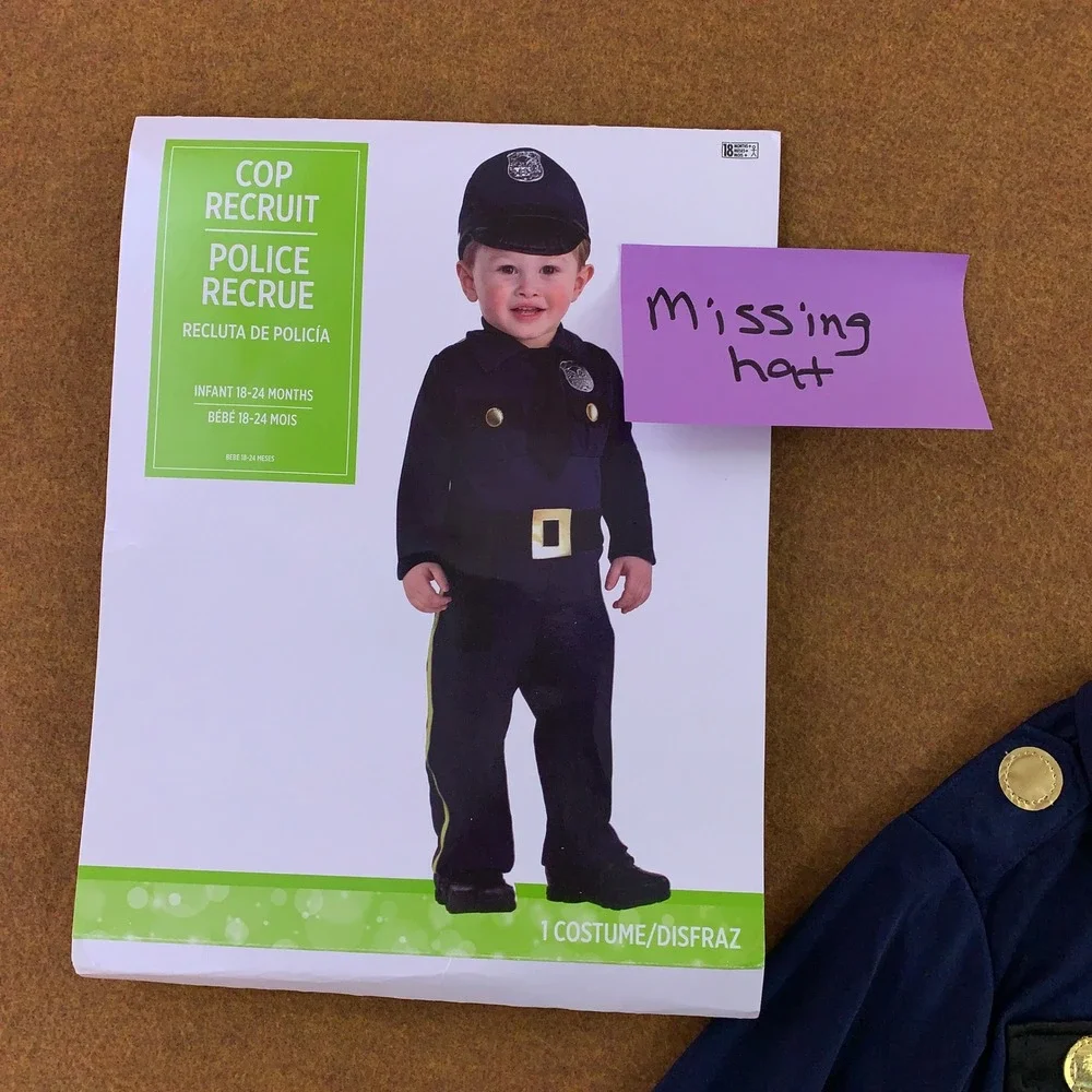 Cop Recruit Infant 18-24 Months Navy Blue Police Officer Costume Jumpsuit New